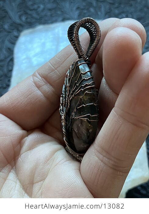 Chiastolite Andalusite Wire Wrapped Tree of Life Pendant Crystal Stone Jewelry - #PhQDd6bczlI-4