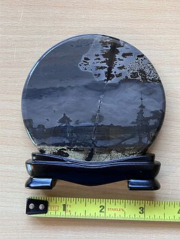 Chinese Dendritic Siltstone Painting Stone or Picture Jasper River Landscape Scene with Base #HJQkdrXytMs