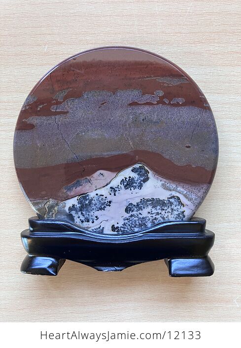 Chinese Dendritic Siltstone Painting Stone or Picture Jasper River Landscape Scene with Base - #c6DbWrvwwqs-1