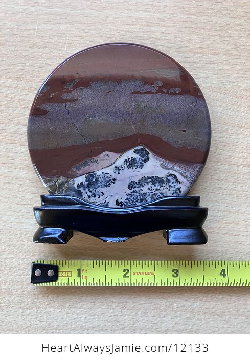 Chinese Dendritic Siltstone Painting Stone or Picture Jasper River Landscape Scene with Base - #c6DbWrvwwqs-3