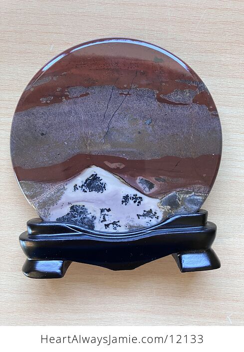 Chinese Dendritic Siltstone Painting Stone or Picture Jasper River Landscape Scene with Base - #c6DbWrvwwqs-2