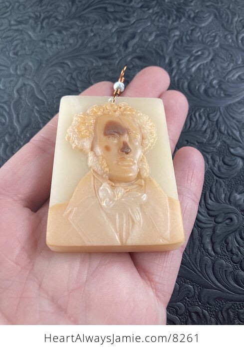 Chopin Music Composer Jasper Pendant Stone Jewelry Mini Art Ornament - #cYIpMhK58ko-2