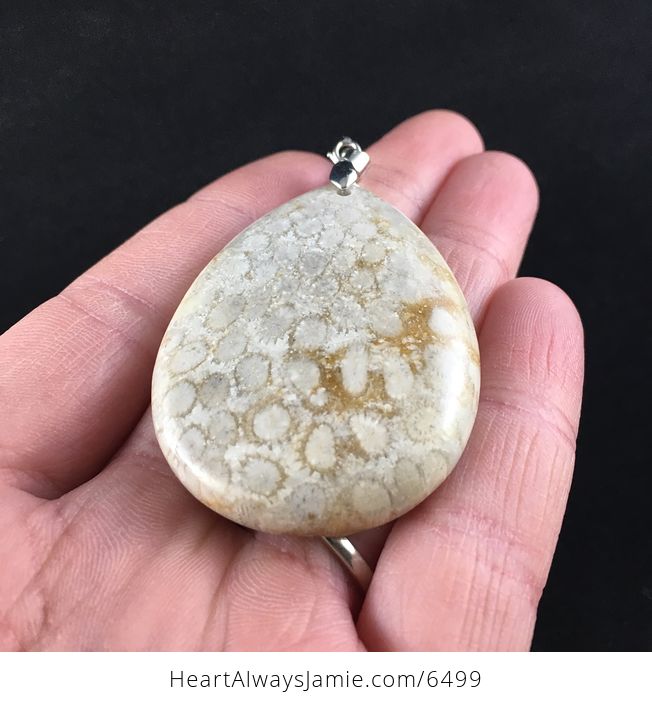 Chrysanthemum Coral Fossil Stone Pendant Necklace Jewelry - #900Py0pptes-2