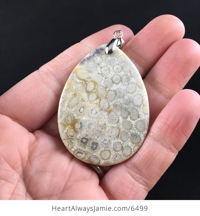 Chrysanthemum Coral Fossil Stone Pendant Necklace Jewelry - #900Py0pptes-6