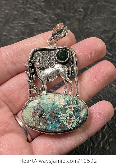 Chrysocolla Crystal Stone Deer Jewelry Pendant - #C8UJfco9tuc-1