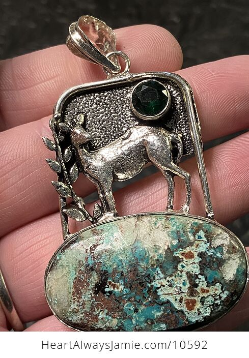 Chrysocolla Crystal Stone Deer Jewelry Pendant - #C8UJfco9tuc-4