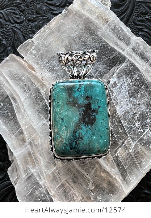 Chrysocolla Stone Crystal Jewelry Pendant - #P6zKzBGEqVQ-1