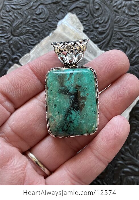 Chrysocolla Stone Crystal Jewelry Pendant - #P6zKzBGEqVQ-2