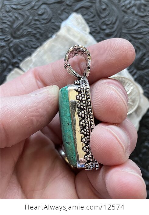 Chrysocolla Stone Crystal Jewelry Pendant - #P6zKzBGEqVQ-4