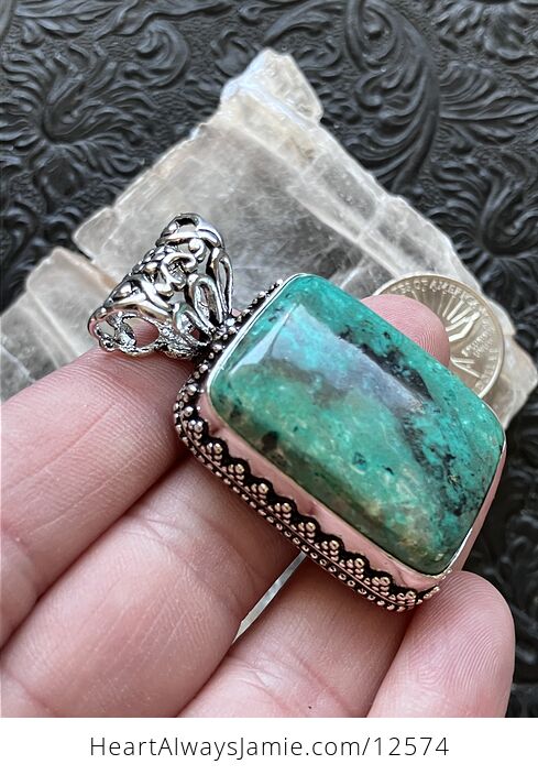 Chrysocolla Stone Crystal Jewelry Pendant - #P6zKzBGEqVQ-3