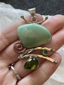 Chrysoprase and Peridot Stone Jewelry Crystal Pendant #yzxkYvMaPl8