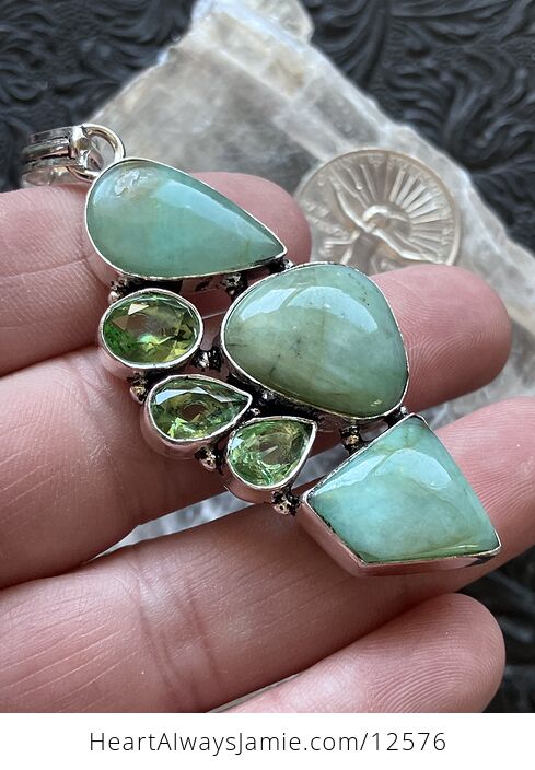 Chrysoprase and Peridot Stone Jewelry Crystal Pendant - #yUxmo6tSfn8-4