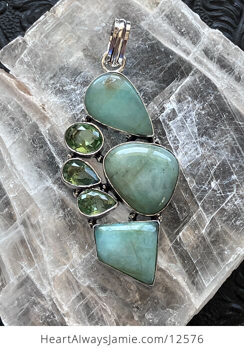 Chrysoprase and Peridot Stone Jewelry Crystal Pendant - #yUxmo6tSfn8-1