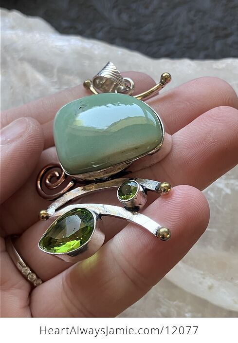 Chrysoprase and Peridot Stone Jewelry Crystal Pendant - #yzxkYvMaPl8-5