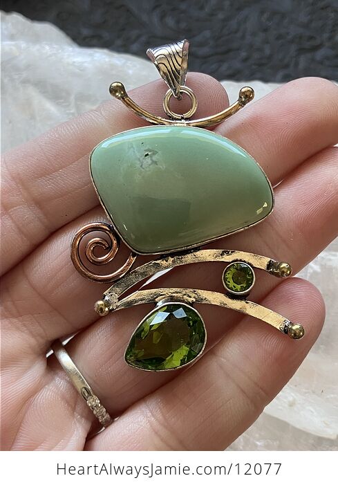 Chrysoprase and Peridot Stone Jewelry Crystal Pendant - #yzxkYvMaPl8-1