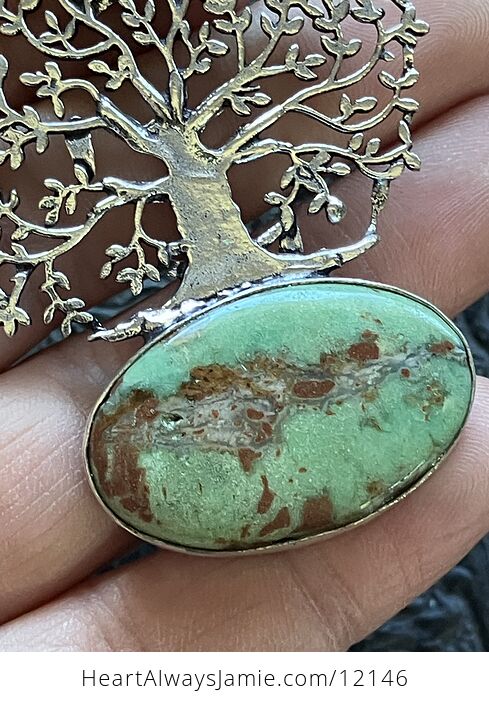 Chrysoprase Crystal Stone Bird Tree Nature Jewelry Pendant - #u7V847ZmIkU-3