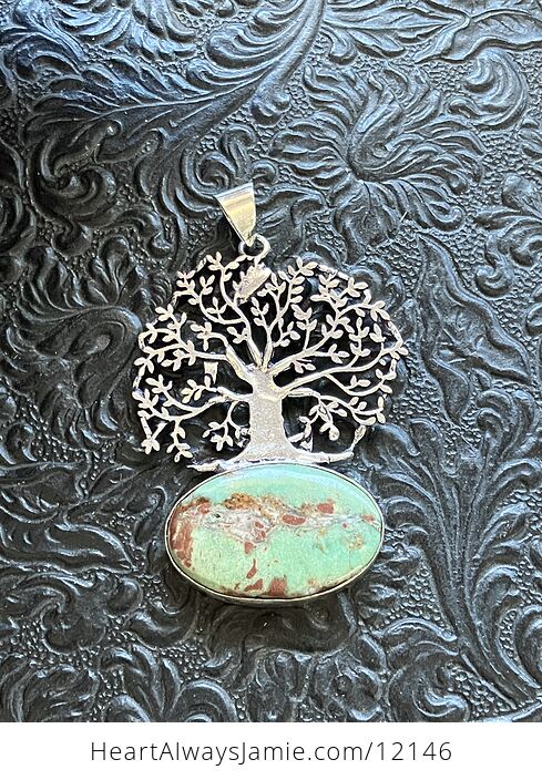 Chrysoprase Crystal Stone Bird Tree Nature Jewelry Pendant - #u7V847ZmIkU-5