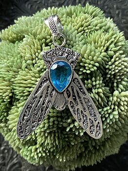 Cicada Blue Topaz Gemstone Crystal Jewelry Pendant #PX3JfqJutAM