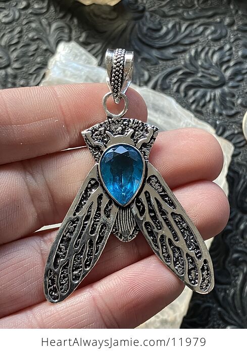 Cicada Blue Topaz Gemstone Crystal Jewelry Pendant - #PX3JfqJutAM-2