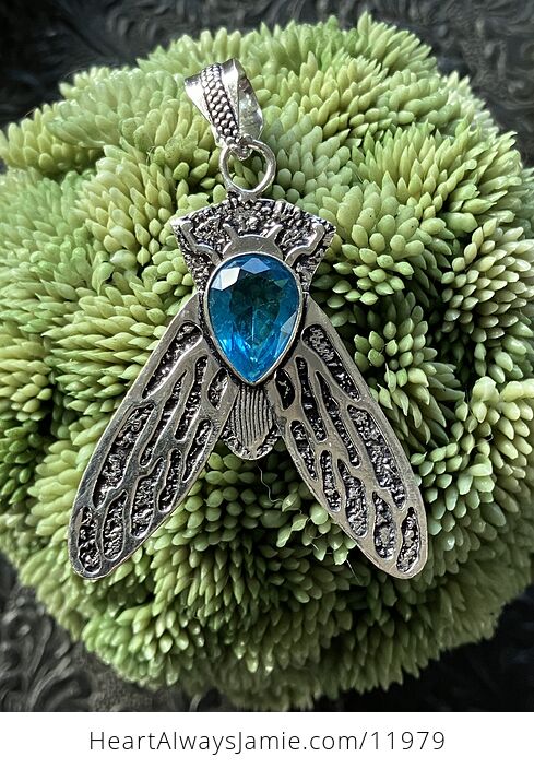Cicada Blue Topaz Gemstone Crystal Jewelry Pendant - #PX3JfqJutAM-1