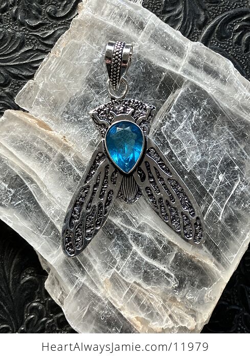 Cicada Blue Topaz Gemstone Crystal Jewelry Pendant - #PX3JfqJutAM-3