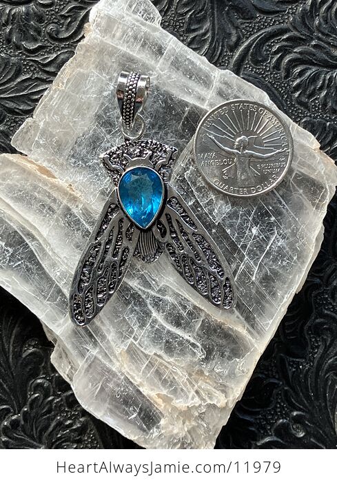 Cicada Blue Topaz Gemstone Crystal Jewelry Pendant - #PX3JfqJutAM-4