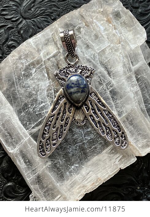 Cicada Lapis Lazuli Gemstone Crystal Jewelry Pendant - #D5VQlDbsr3s-4