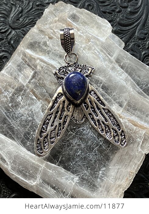 Cicada Lapis Lazuli Gemstone Crystal Jewelry Pendant - #u9z0QPhPGus-6