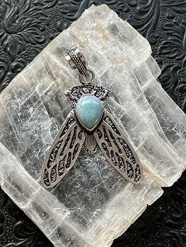 Cicada Larimar Gemstone Crystal Jewelry Pendant #KmyKuvwYNfM