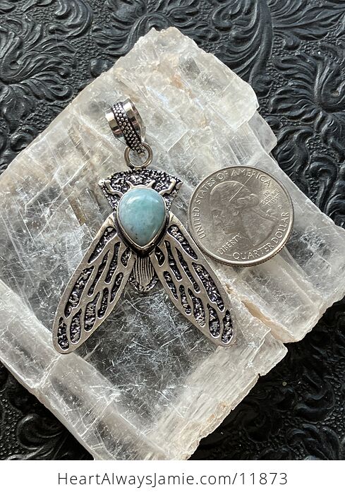 Cicada Larimar Gemstone Crystal Jewelry Pendant - #KmyKuvwYNfM-3