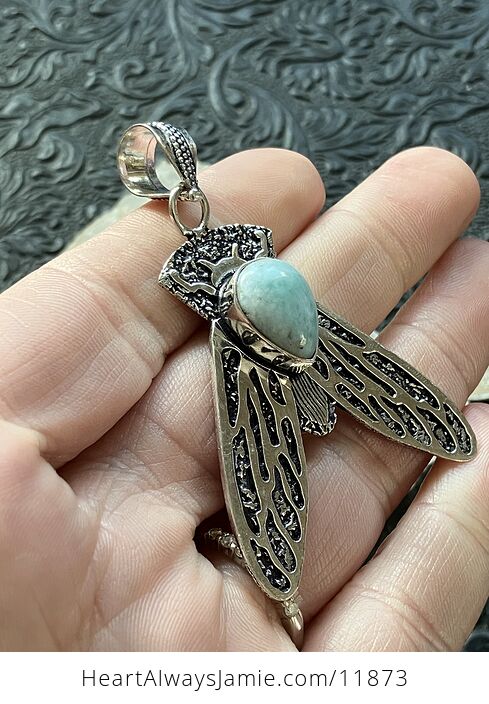 Cicada Larimar Gemstone Crystal Jewelry Pendant - #KmyKuvwYNfM-5