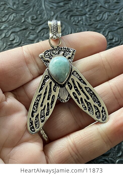 Cicada Larimar Gemstone Crystal Jewelry Pendant - #KmyKuvwYNfM-4