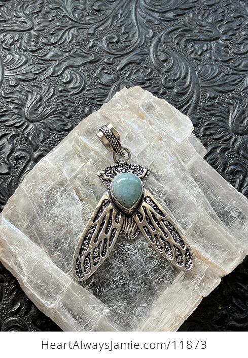 Cicada Larimar Gemstone Crystal Jewelry Pendant - #KmyKuvwYNfM-2