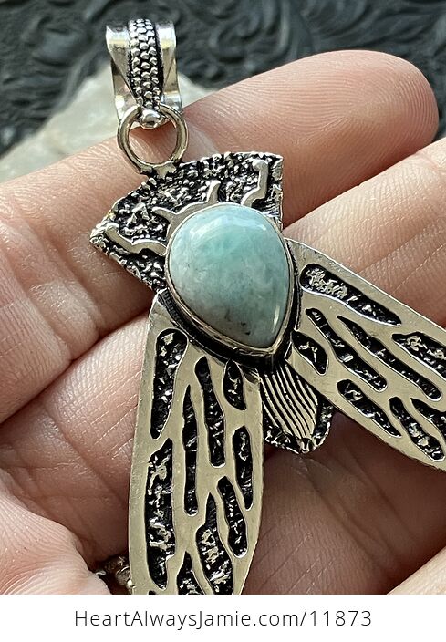 Cicada Larimar Gemstone Crystal Jewelry Pendant - #KmyKuvwYNfM-6