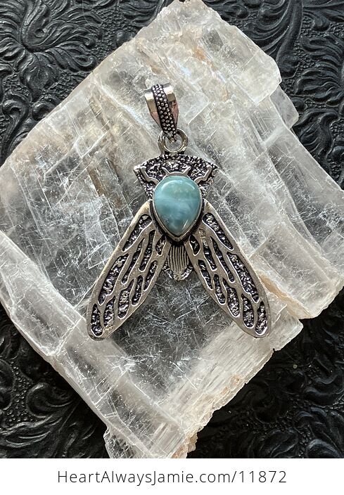 Cicada Larimar Gemstone Crystal Jewelry Pendant - #ny38fUNGP5A-5