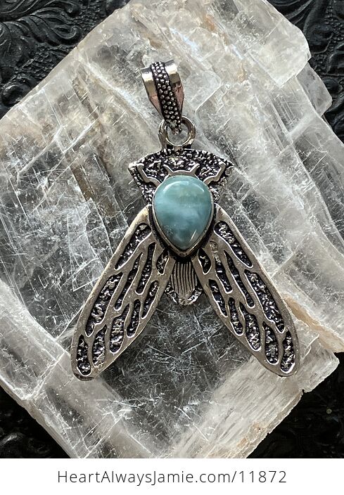 Cicada Larimar Gemstone Crystal Jewelry Pendant - #ny38fUNGP5A-1