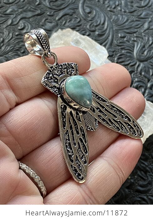 Cicada Larimar Gemstone Crystal Jewelry Pendant - #ny38fUNGP5A-3