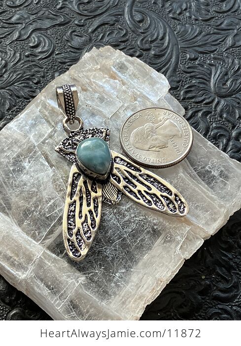 Cicada Larimar Gemstone Crystal Jewelry Pendant - #ny38fUNGP5A-4