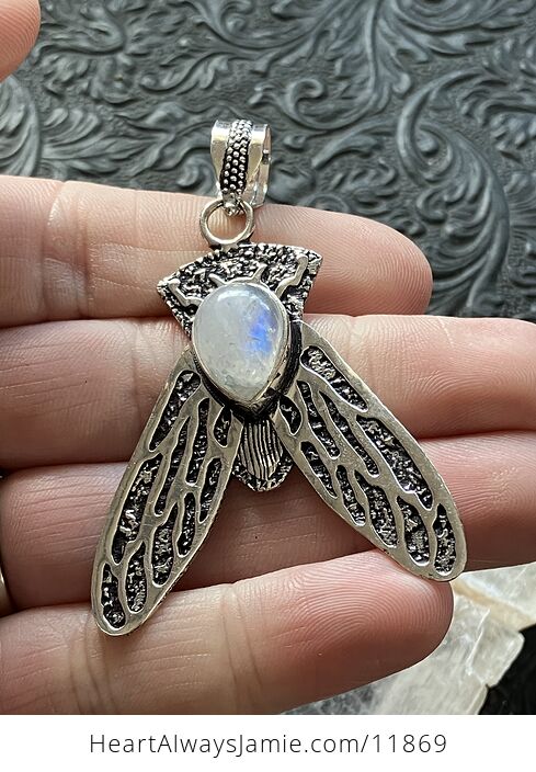 Cicada Rainbow Moonstone Gemstone Crystal Jewelry Pendant - #943p5K8fzi8-4