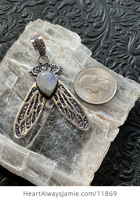 Cicada Rainbow Moonstone Gemstone Crystal Jewelry Pendant - #943p5K8fzi8-7