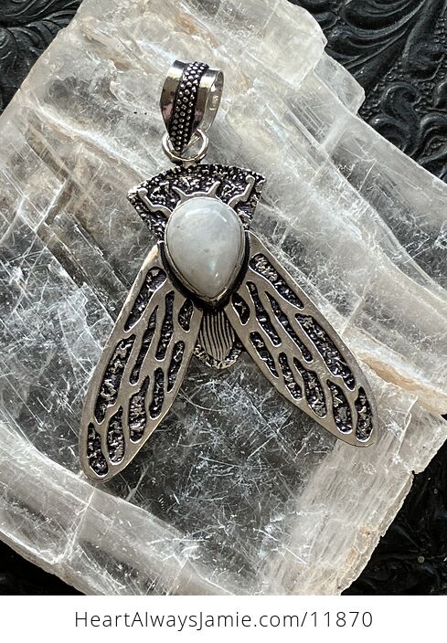 Cicada Rainbow Moonstone Gemstone Crystal Jewelry Pendant - #DHlQi5B8V6I-1