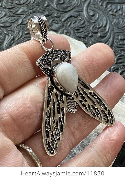 Cicada Rainbow Moonstone Gemstone Crystal Jewelry Pendant - #DHlQi5B8V6I-3