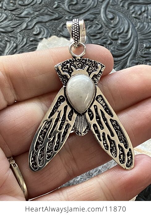 Cicada Rainbow Moonstone Gemstone Crystal Jewelry Pendant - #DHlQi5B8V6I-2