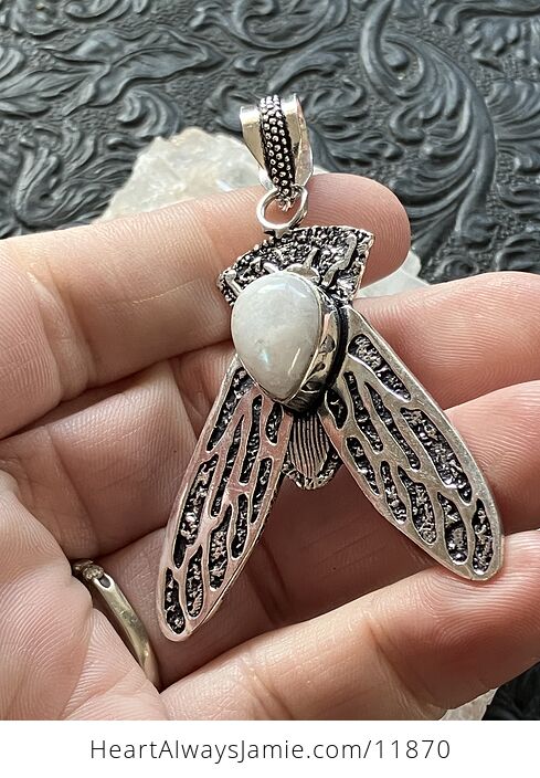Cicada Rainbow Moonstone Gemstone Crystal Jewelry Pendant - #DHlQi5B8V6I-4
