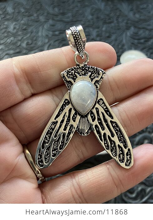 Cicada Rainbow Moonstone Gemstone Crystal Jewelry Pendant - #iDWrTtL8Pts-1