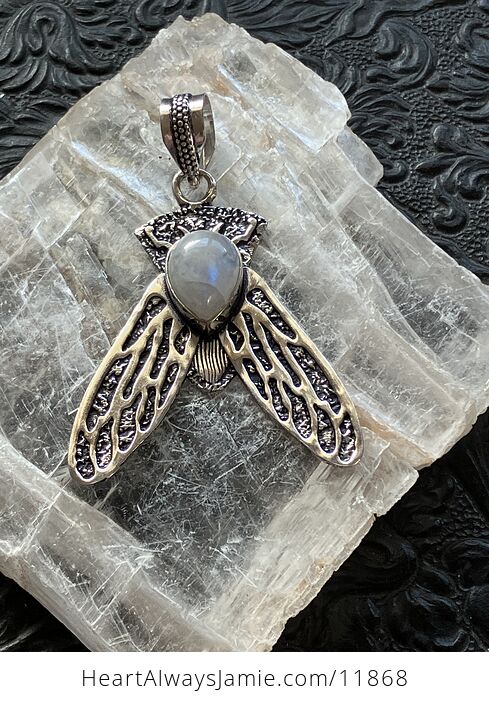 Cicada Rainbow Moonstone Gemstone Crystal Jewelry Pendant - #iDWrTtL8Pts-6