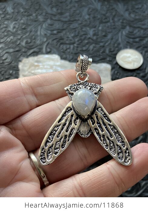 Cicada Rainbow Moonstone Gemstone Crystal Jewelry Pendant - #iDWrTtL8Pts-2