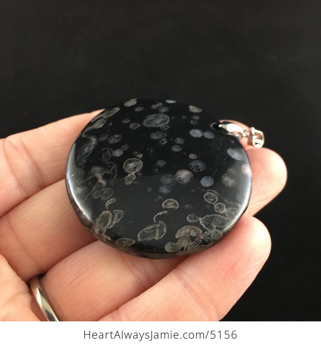 Circle Shaped Black Plum Blossom Jasper Stone Jewelry Pendant - #s7kvHtCI18w-3