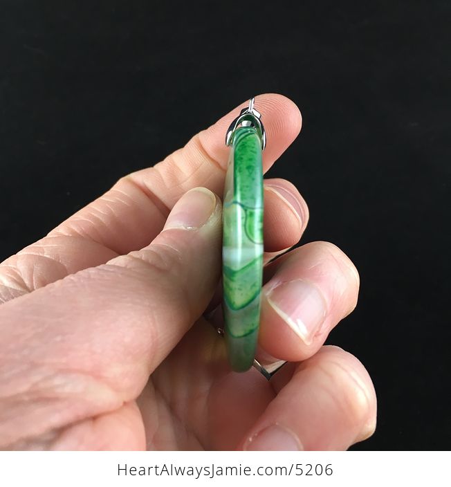 Circle Shaped Green Agate Stone Jewelry Pendant - #kTxMMEf5P3o-4