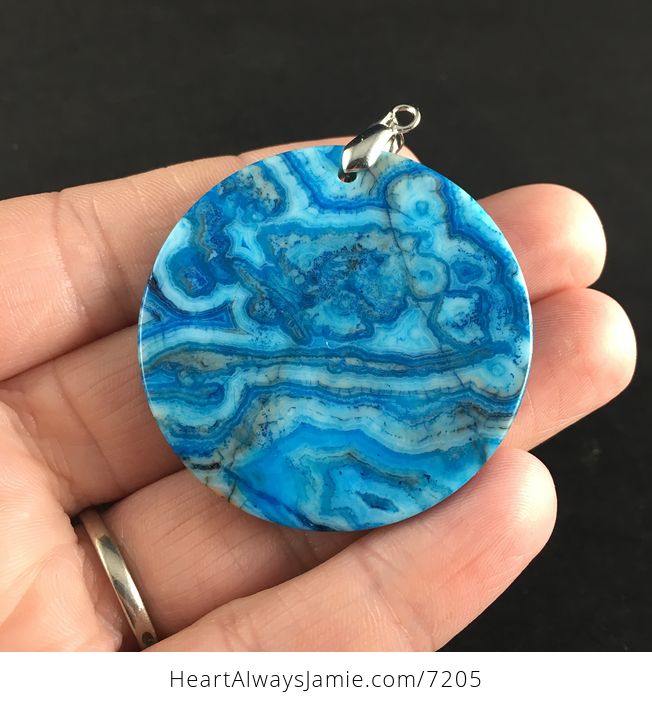 Circular Blue Mexican Crazy Lace Agate Stone Jewelry Pendant - #dqM1DxIEiTM-5
